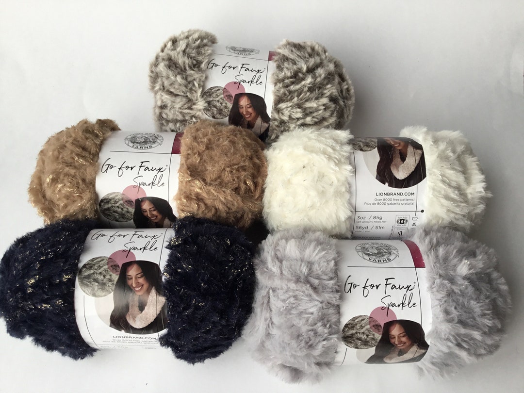 Lion Brand Go for Faux Fur/sparkle Yarn Multiple Colours to Choose From 
