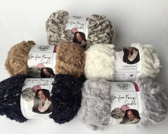 Lion Brand Go For Faux Fur/Sparkle yarn Multiple Colours To Choose From