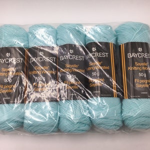 Baycrest Sayelle Knitting Worsted vintage yarn Set of 5 -50g ea /100% acrylic -Col 6964 Light Baby Blue