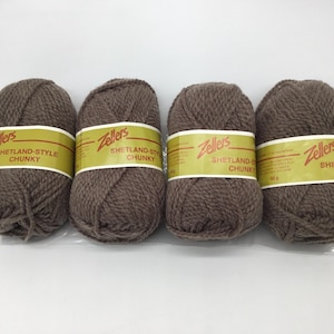 Zellers Shetland Style Chunky Yarn Set of 4,Rare Vintage Yarn, Col#424 Dark Tan