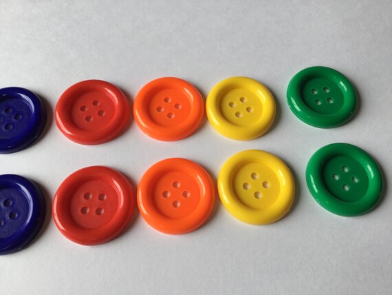 Buttons Set of 12 Large Plastic Multicoloured Buttons for  Sewing,crochet,knitting,childrens Crafts Size 25mm 4 Hole 