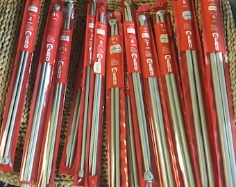 Aero Knitting Needles 2 to 9mm-35cm L- Variety of Sizes Aero Needles Redditch England + Spring Stitch Holder all with sleeves