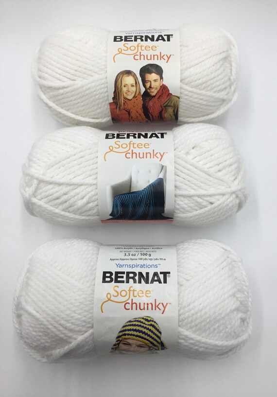 Bernat Softee Chunky Set of 3 / 100% Acrylic Yarn, Super Bulky 6 Natural 