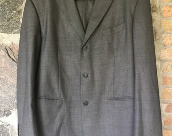 Giorgio Armani Grey Plaid Suit, 2 piece Suit, three buttoned suit, vintage suit