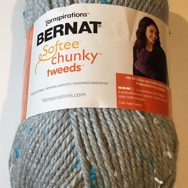 Bernat Softee Chunky Tweeds - Super weiches, luxe, super chunky Garn 10.5oz/300g Weicher Grauer Tweed/Schwarzer Tweed/Lila/verschiedene Farben