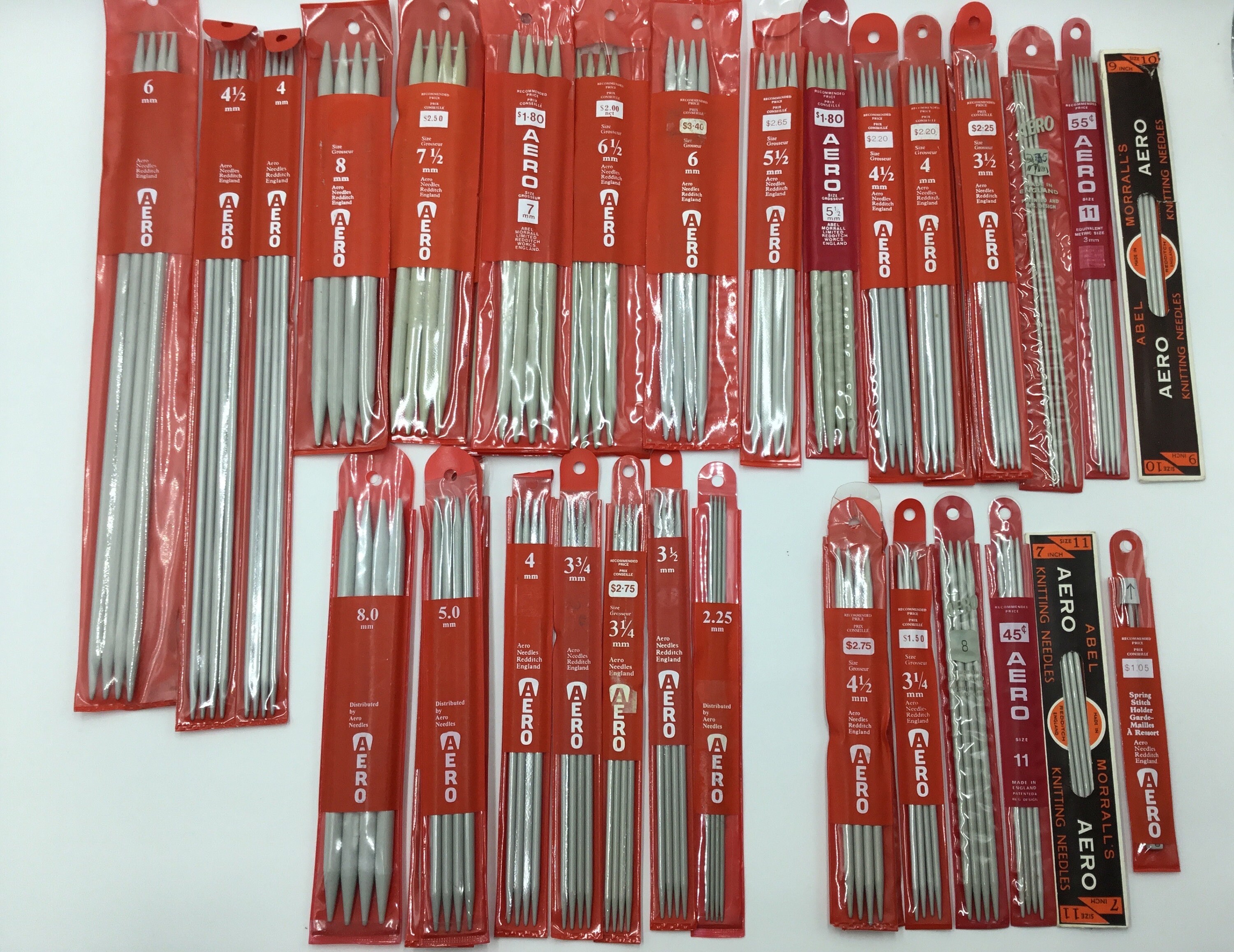 Aero Double Sided Knitting Needles / 4 Pack / Many Different Sizes