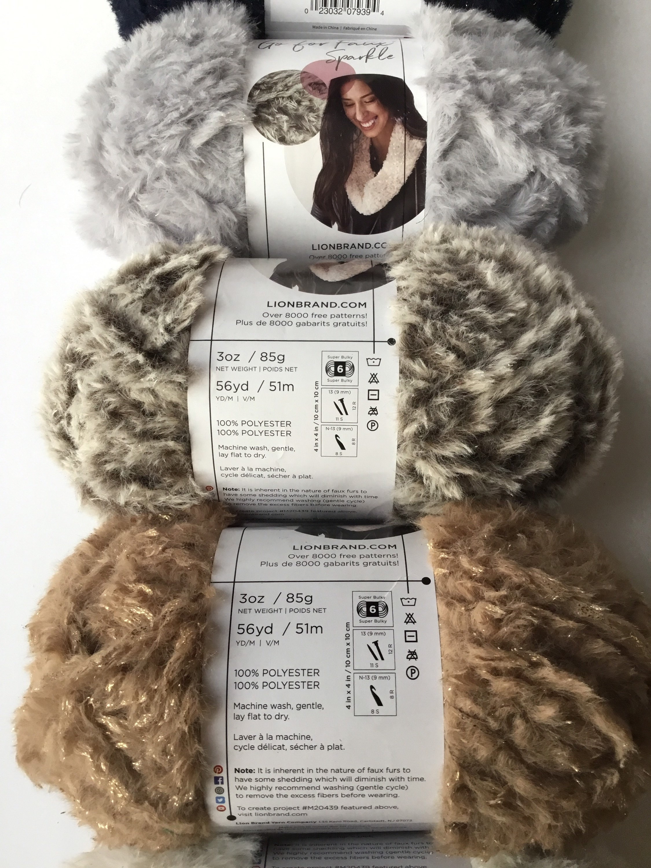 Lion Brand Go for Faux Fur/sparkle Yarn Multiple Colours to Choose From 