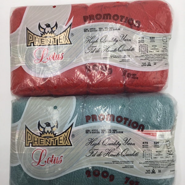 Fil vintage Phentex Lotus ProMotion de haute qualité, lot de 4 fils, trouvaille rare - rouge / bleu