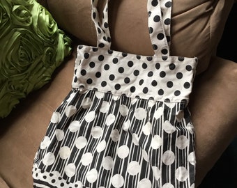 Market Bag, Yarn Bag, Cotton Bag, Shopping Bag, Craft Bag, Overnight Tote Bag, Polkadot Bag