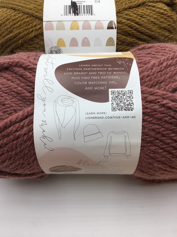 Lion Brand Hue + Me yarn,Bulky 5/137yd/125m, Acrylic/Wool -  Arrowwood-Lovesong-Peacoat-Terra