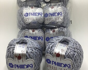 Phildar Phil’Lin Yarn Set of 2,Cotton/Linen/Viscose/Acrylic yarn,203yds/1.75oz ea -Col 050 Silver