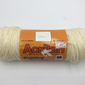 Acrilan 4Ply Knitting Worsted Weight Yarn, Vintage Yarn 100g/3.52oz- Aran