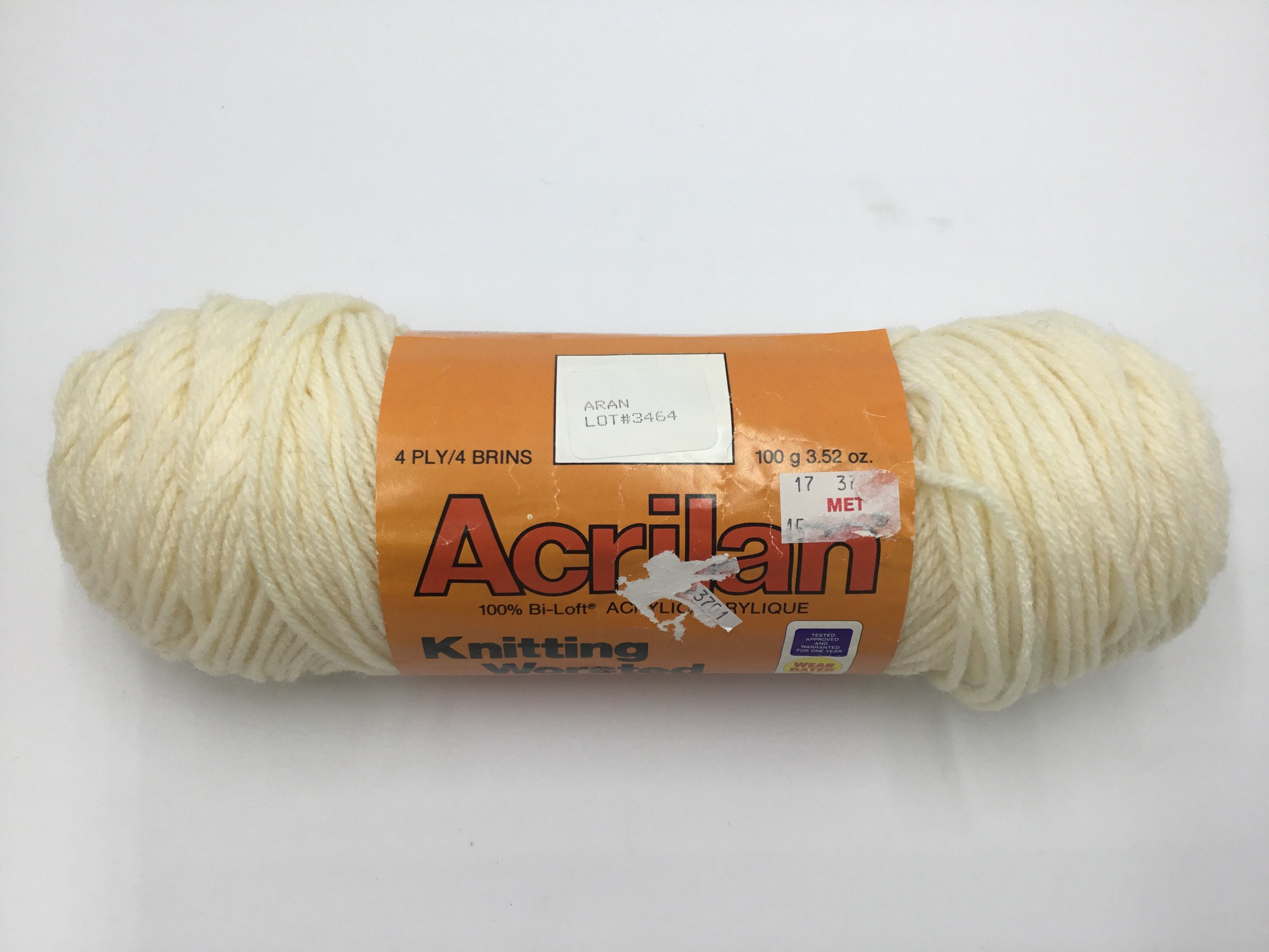 Acrilan 4ply Knitting Worsted Weight Yarn, Vintage Yarn 100g/3.52oz Aran 