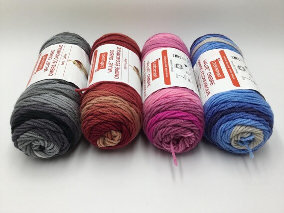 Craftsmart Value Yarn 214yds/196m Medium 4, Ombre Yarn, Variety of