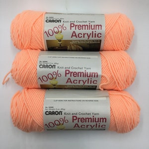 Caron 100% Premium Acrylic Yarn,Set of 3 Medium 4 / 3x 85g - Soft Peach