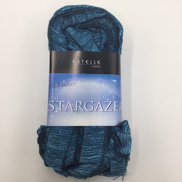 Estelle Frill Seeker Stargazer Ruffle Ribbon Yarn-Sparkly Blue
