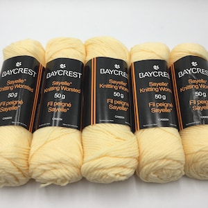 Sayelle Knitting Worsted vintage yarn Set of 5 -50g ea /100% acrylic -Col 3450 Light Yellow