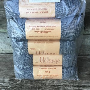 Melange yarn Set of 5, Knitting Worsted Vintage Yarn, Acrylic/Wool, High Quality Yarn, 100gea - Grey Heather