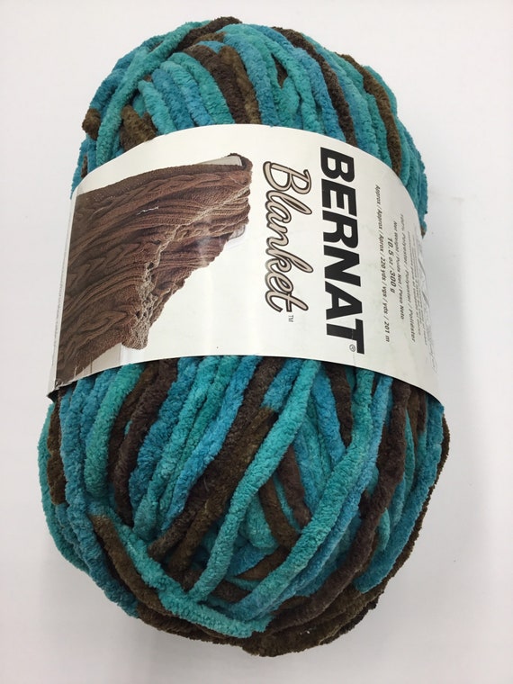 Bernat Blanket Big Ball Lot of 4 Yarn Skeins Brown Blue Mallard Wood