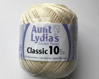 Aunt Lydias crochet thread Classic 10 for bedspread,table cloths doilies apparel and accessories 100% mercerized cotton 1000yds -Natural