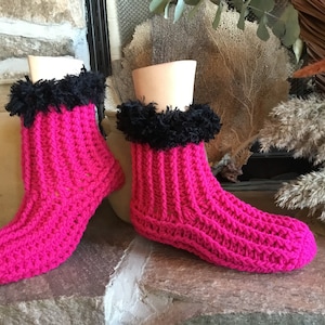 Pantoffel-Booties, Frauen-Booties, Häkel-Booties, Slip-on-Booties,Pantoffel-Socken, über Knöchel-Booties