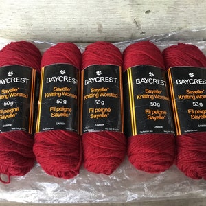 Baycrest Sayelle Knitting Worsted vintage yarn Set of 5 -50g ea /100% acrylic -Col 3478 Burgundy