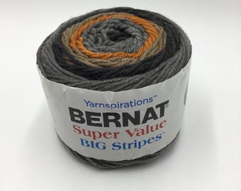 Bernat Super Value Big Stripes,252yds/230m Medium 4 worsted weigh yarn - Warm Patina