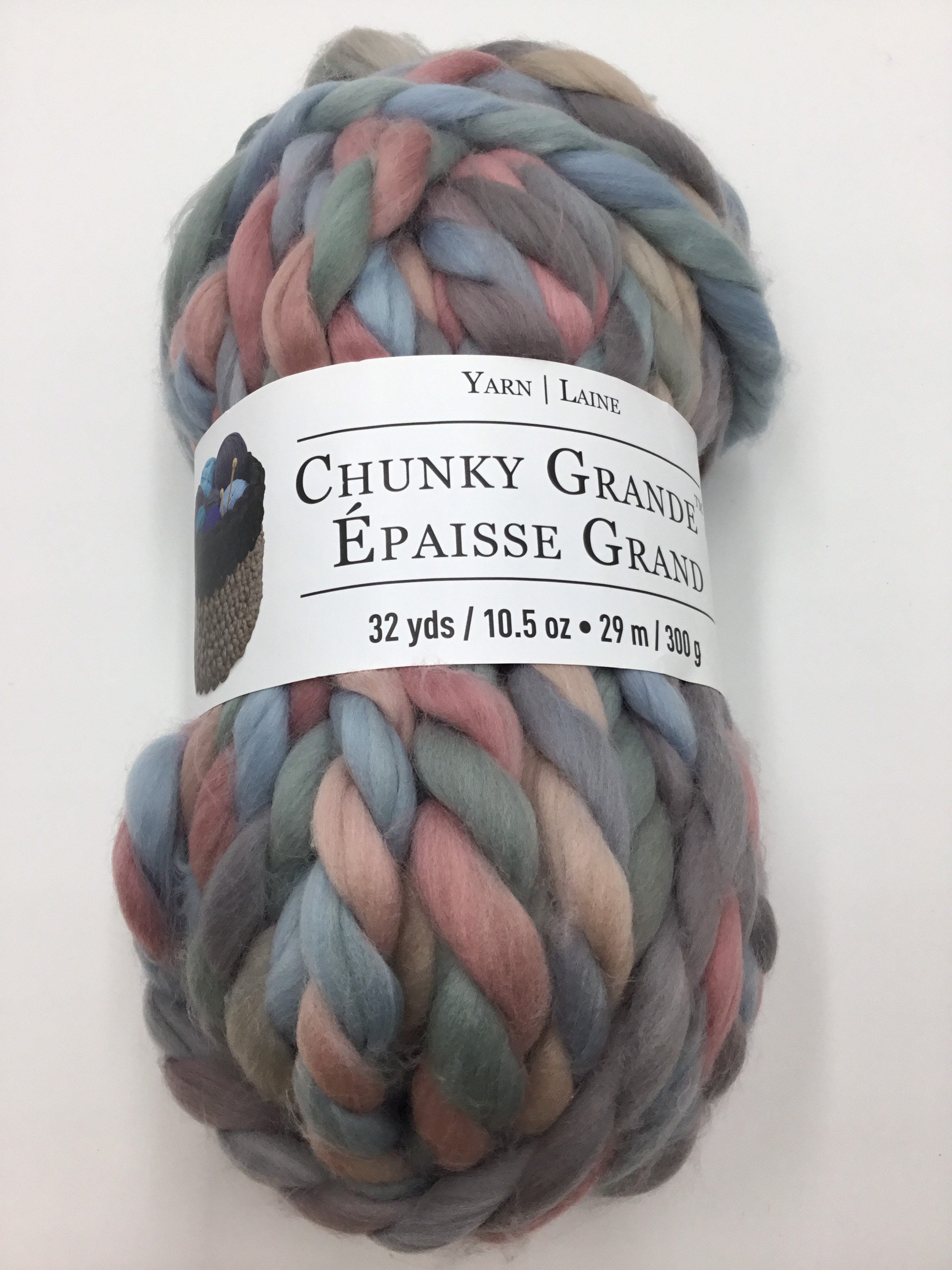 New Loops + Threads Chunky Twist # 7 Jumbo Pink/Grey Yarn 8.8 oz 4 Skeins