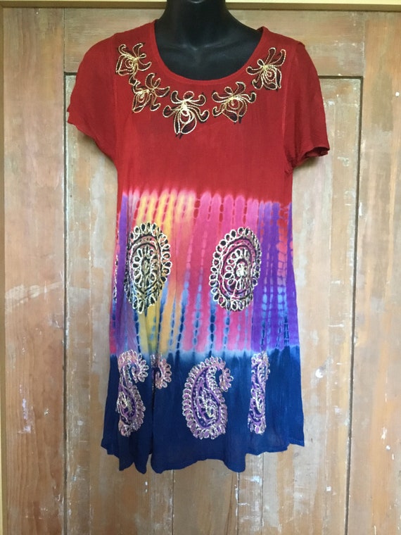 Embroidered Summer Dress,Bohimian Tunic Dress,Kur… - image 1