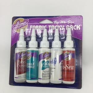 Alene’s Fabric Tacky Pack, Set of 5, Jewel-It Embellishing Glue,No-Sew Fabric Glew,Flexible Stretchable,Fabric Fussion,No-Sew, 5 Pack