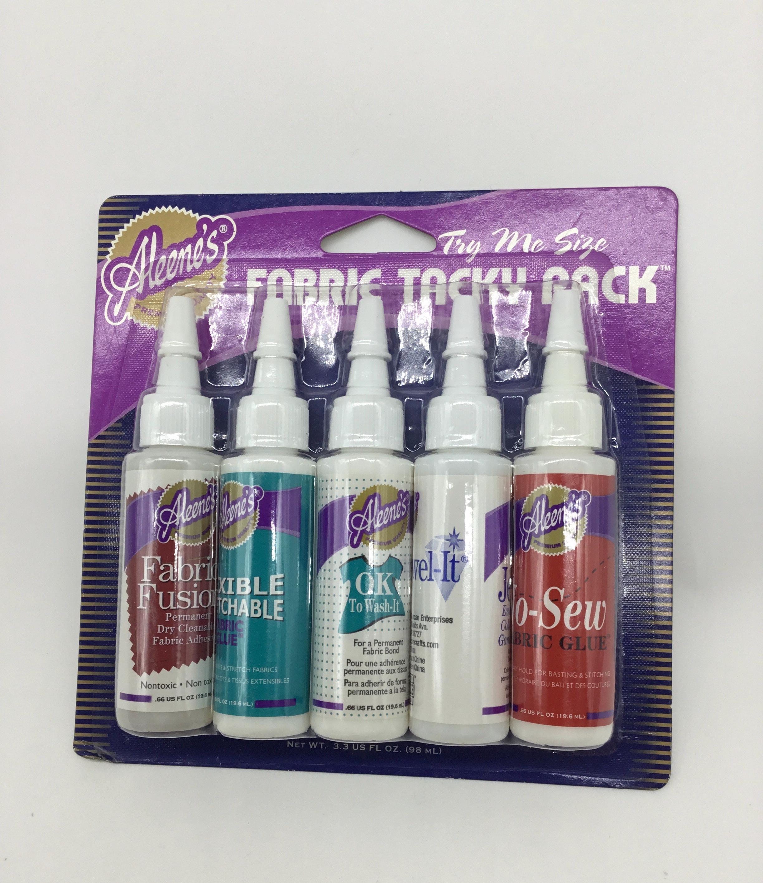 Alene’s Fabric Tacky Pack, Set of 5, Jewel-It Embellishing Glue,No-Sew Fabric Glew,Flexible Stretchable,Fabric Fussion,No-Sew, 5 Pack