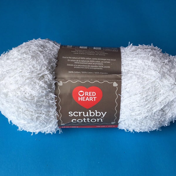 Red Heart Scrubby 100% Cotton Textured  Yarn Abrasive Yarn.For dishcloth & body Scrubbers and more! 145yds, Scubber yarn -Cotton White