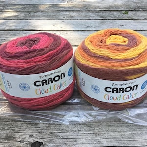 Caron Cloud Cakes Yarn, 760yds/695m Super Soft/Fluffy Yarn- Sunflare,Lava
