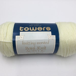 Towers Knitting Worsted Bonimart Yarn, Vintage Yarn, 150g - Cream