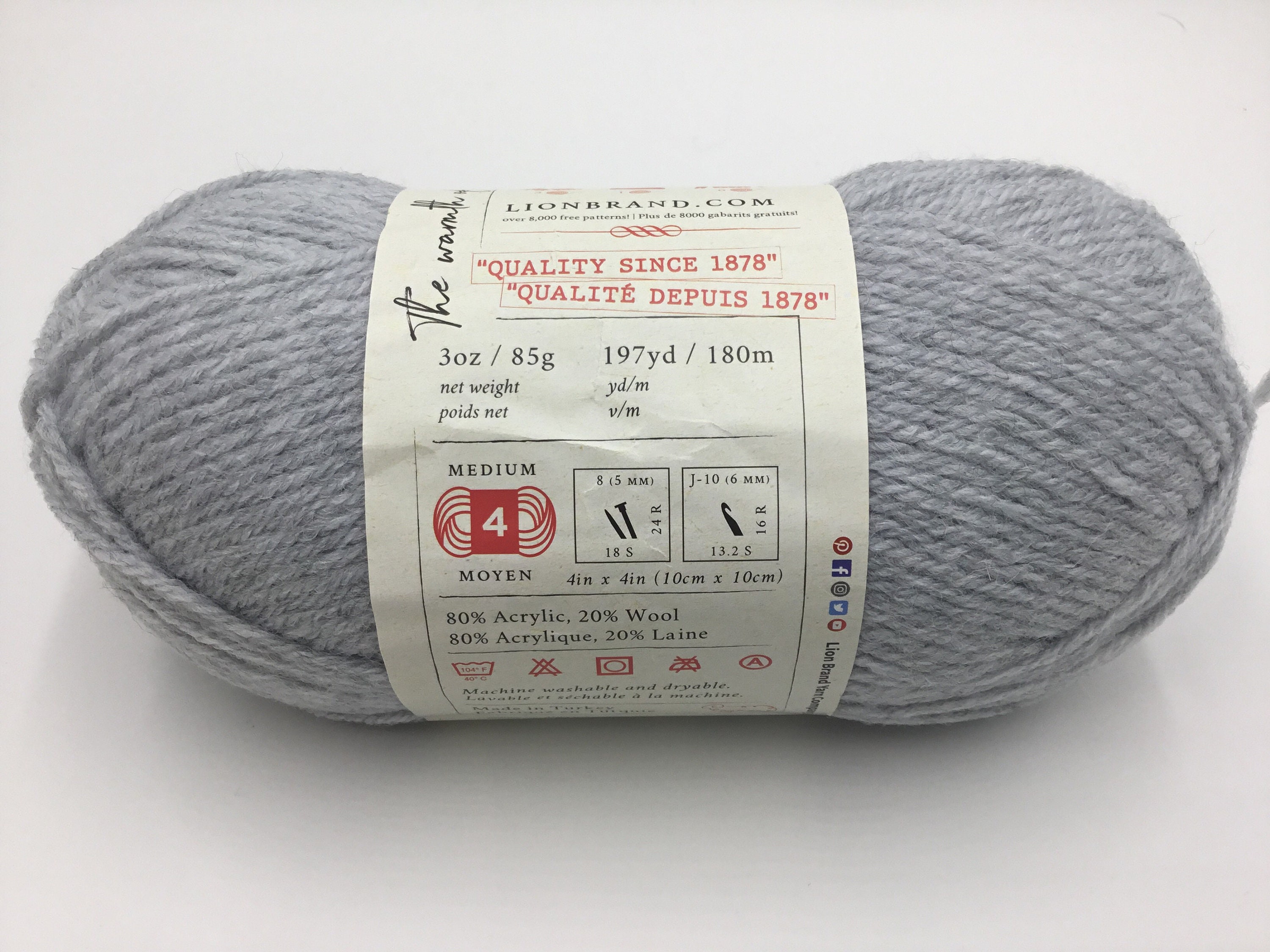 Lion Brand Wool Ease Yarn, Medium 4/197yd/180m Icicle -  Canada