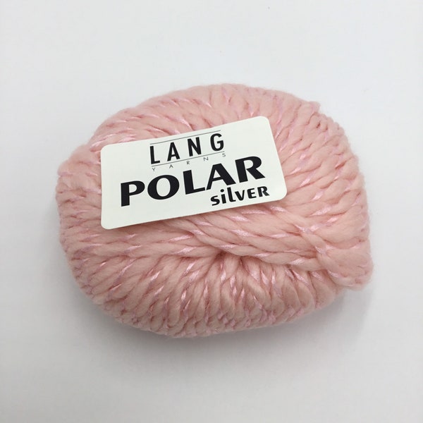 Laine vierge/nylon Lang Polar Silver, 5 laines volumineuses — Rose brillant