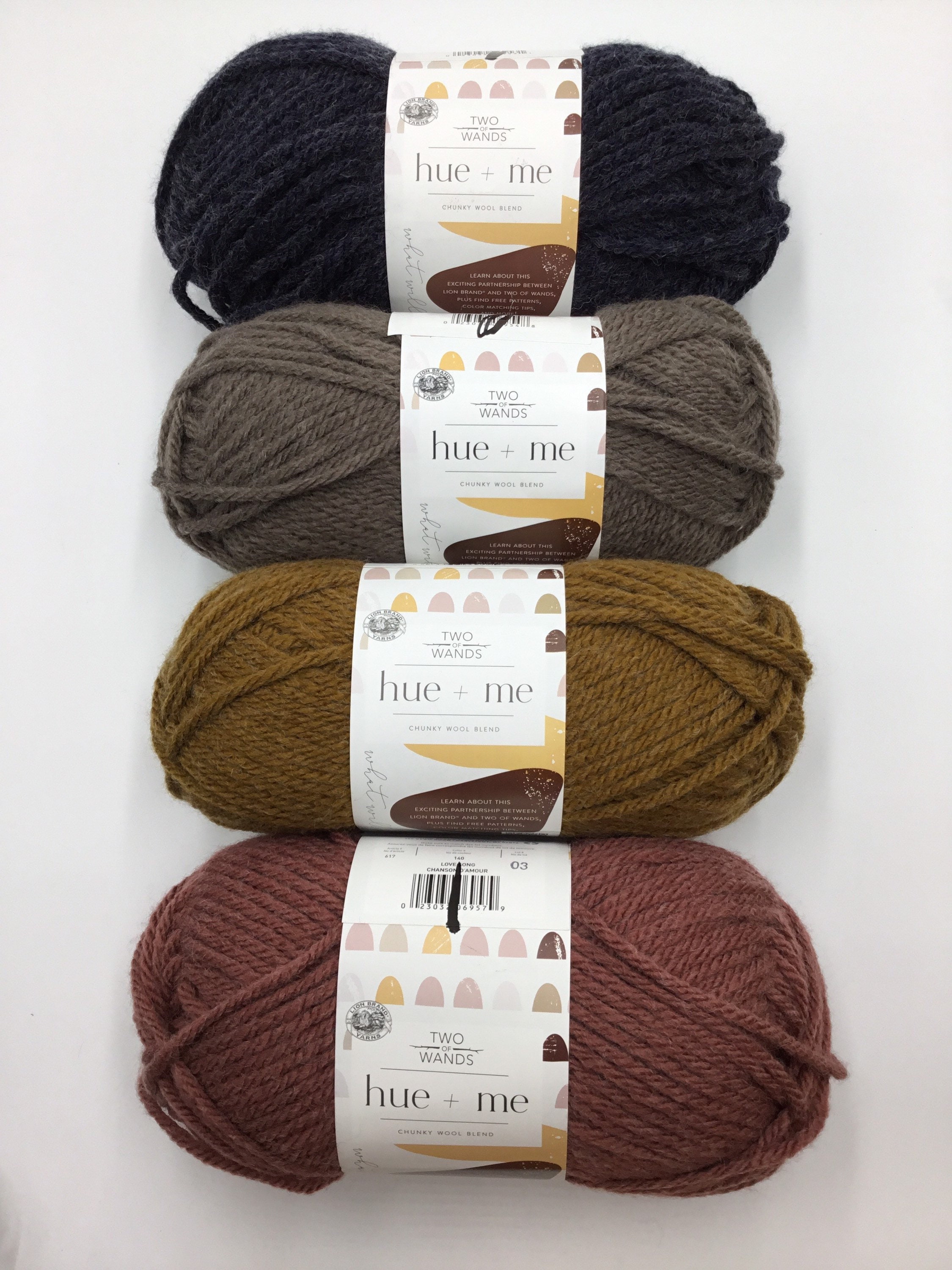  Lion Brand Hue + Me Yarn for Knitting, Crocheting, and  Crafting, Bulky and Thick, Soft Acrylic and Wool Yarn, Terra, (1-Pack)