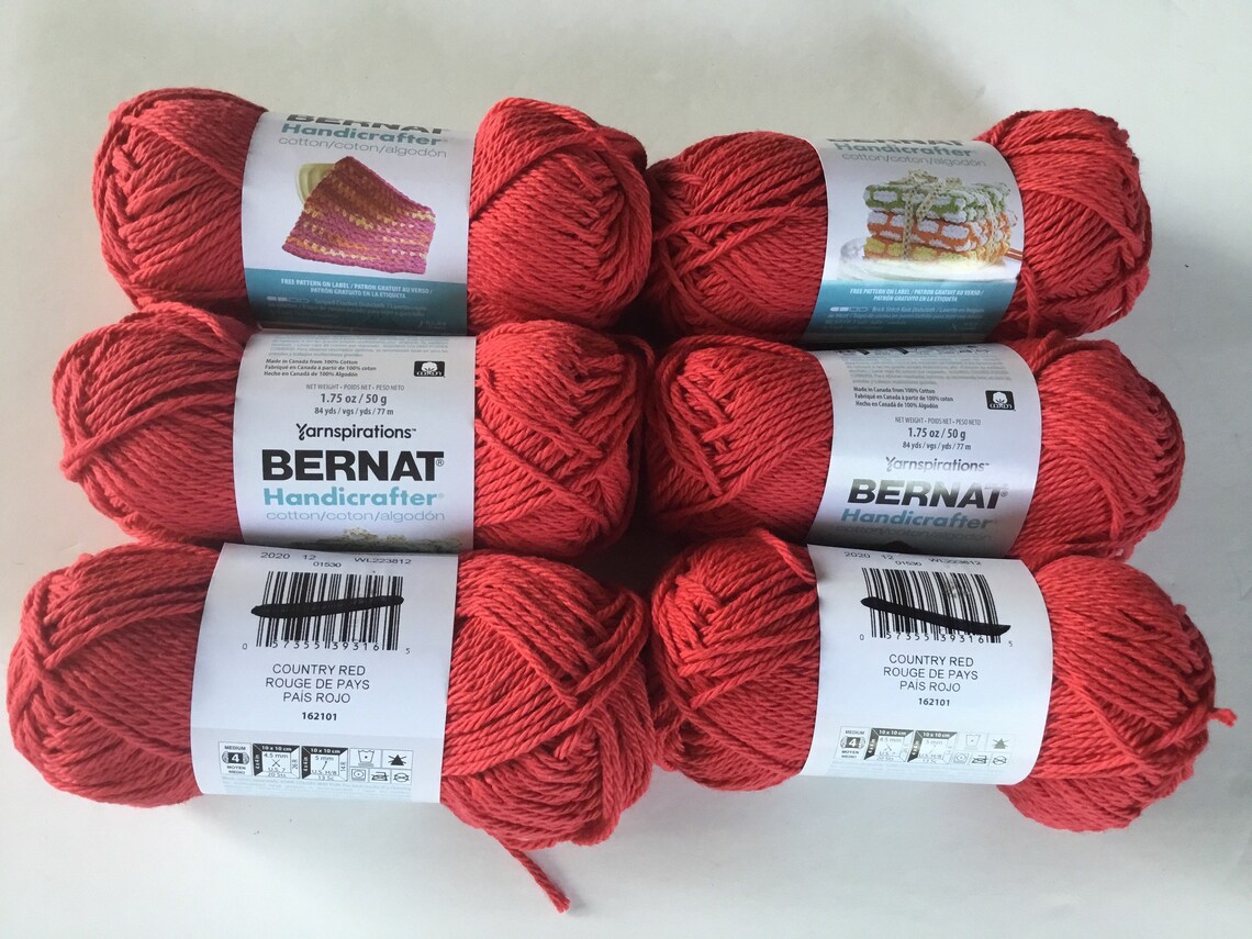 Bernat Handicrafter Cotton 50g ea Set of 6 Country Red Etsy