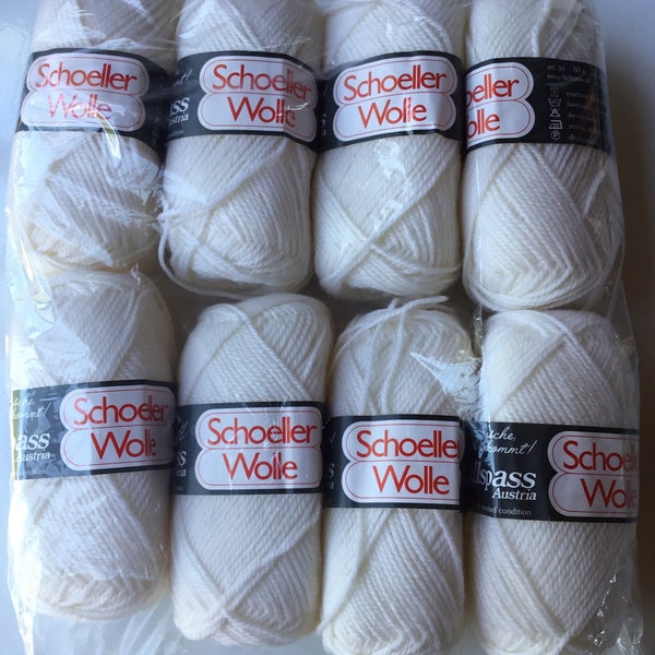 Schoeller Wolle yarn 50g ea skein -pack of 8 -vintage white