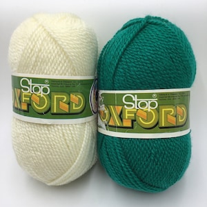 Stop Oxford Yarn, Acrylic/Wool/Yarn,High Quality Vintage Yarns 190m/207yds- Cream/Green