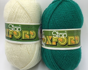 Stop Oxford Yarn, Acrylic/Wool/Yarn,High Quality Vintage Yarns 190m/207yds- Cream/Green