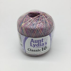 Aunt Lydias crochet thread Classic 10 for bedspread,table cloths doilies apparel and accessories 100% mercerized cotton -Pastels Variegated