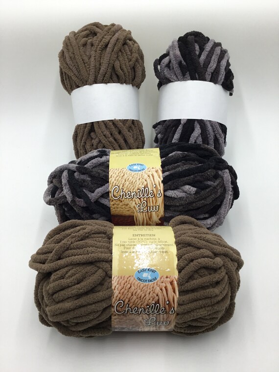 Easy Knit Chenilles Luv Blanket Yarn Set of 4 100 Polyester Super Bulky 6. taupe grey Combo Etsy Canada