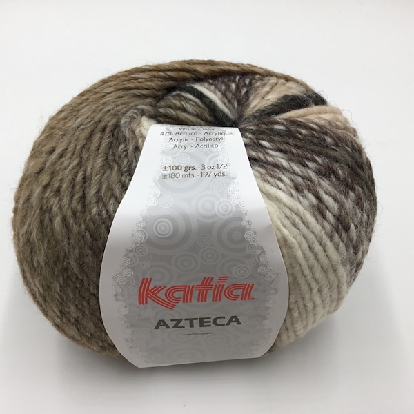 Katia Azteca Yarn 100g/180m/197yrds color-7804-Earth Tones Cream/Taupe/Browns