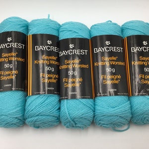 Baycrest Sayelle Knitting Worsted vintage yarn Set of 5 -50g ea /100% acrylic -Col 6970 Blue