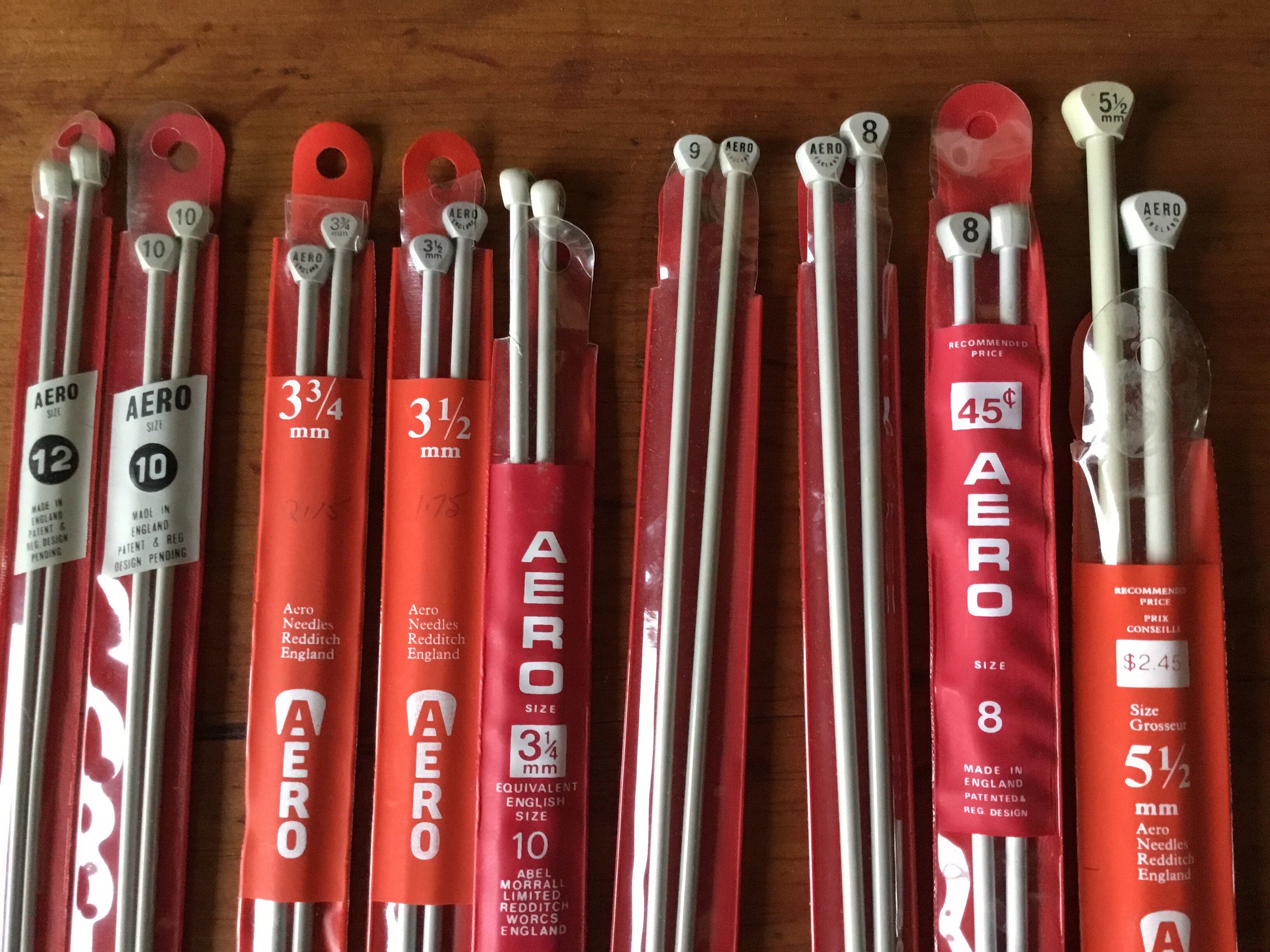 Aero Knitting Needles 2 to 9mm—25cm -L Variety of Sizes Aero