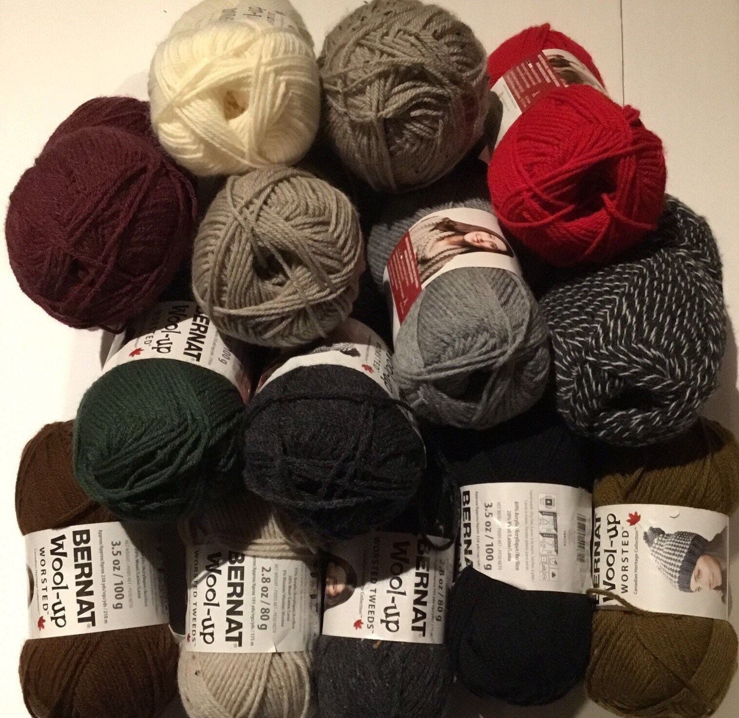Bernat Wool up Worsted worsted Tweeds Yarn Mulitple Colours 100g
