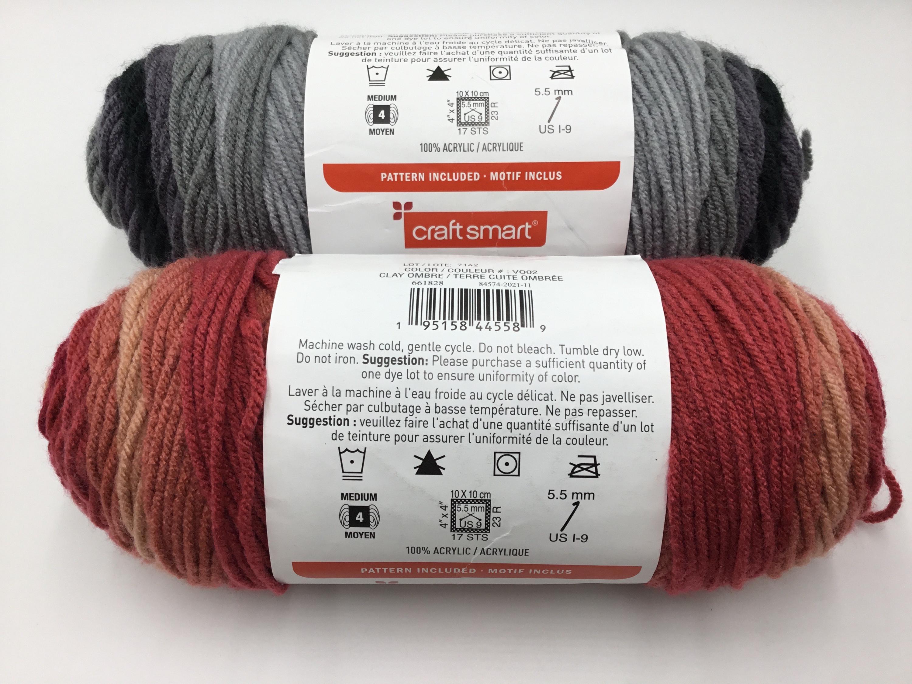 Craftsmart Value Yarn 214yds/196m Medium 4, Ombre Yarn, Variety of