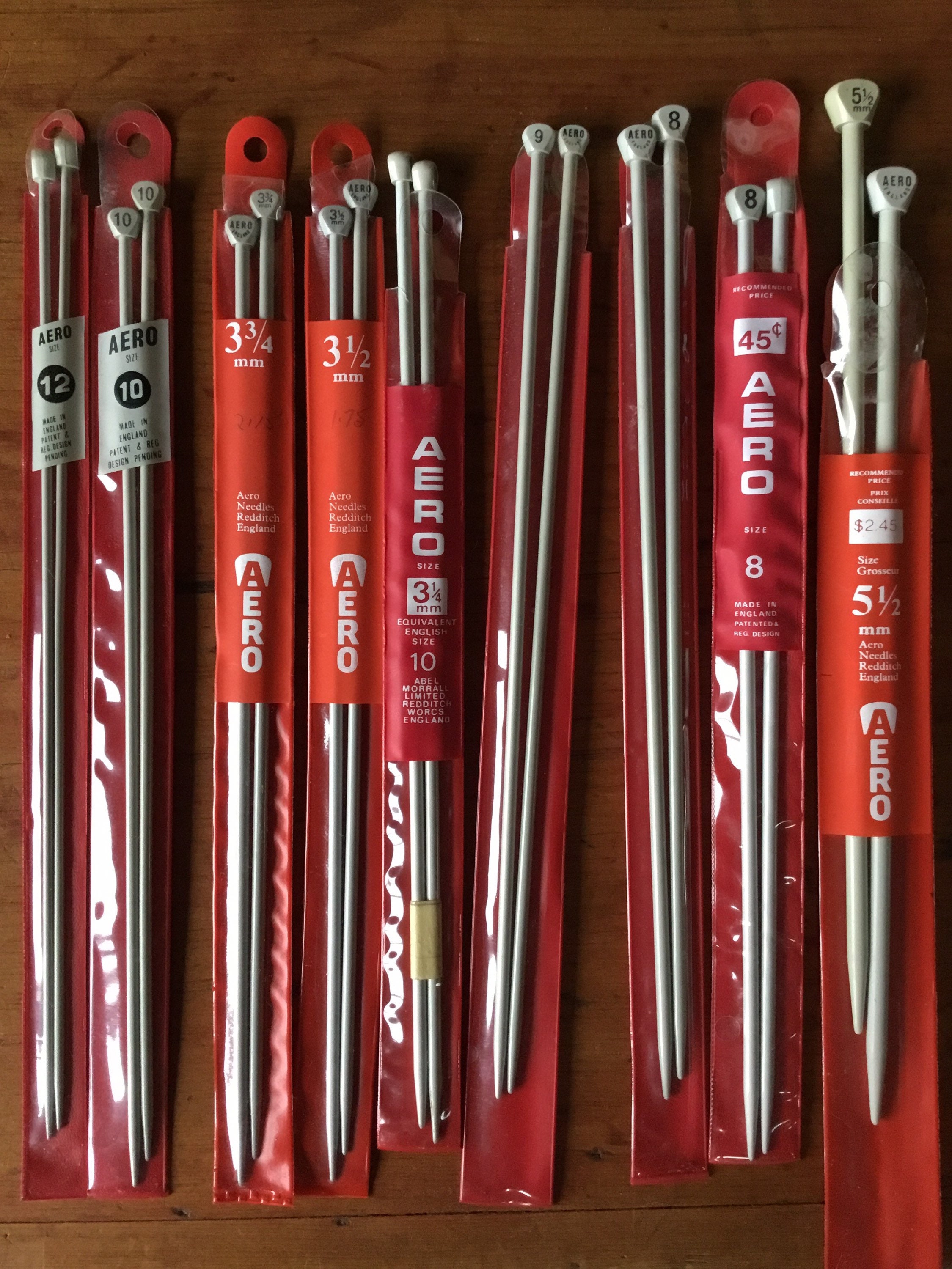 Aero Knitting Needles 2 to 9mm—25cm -L Variety of Sizes Aero