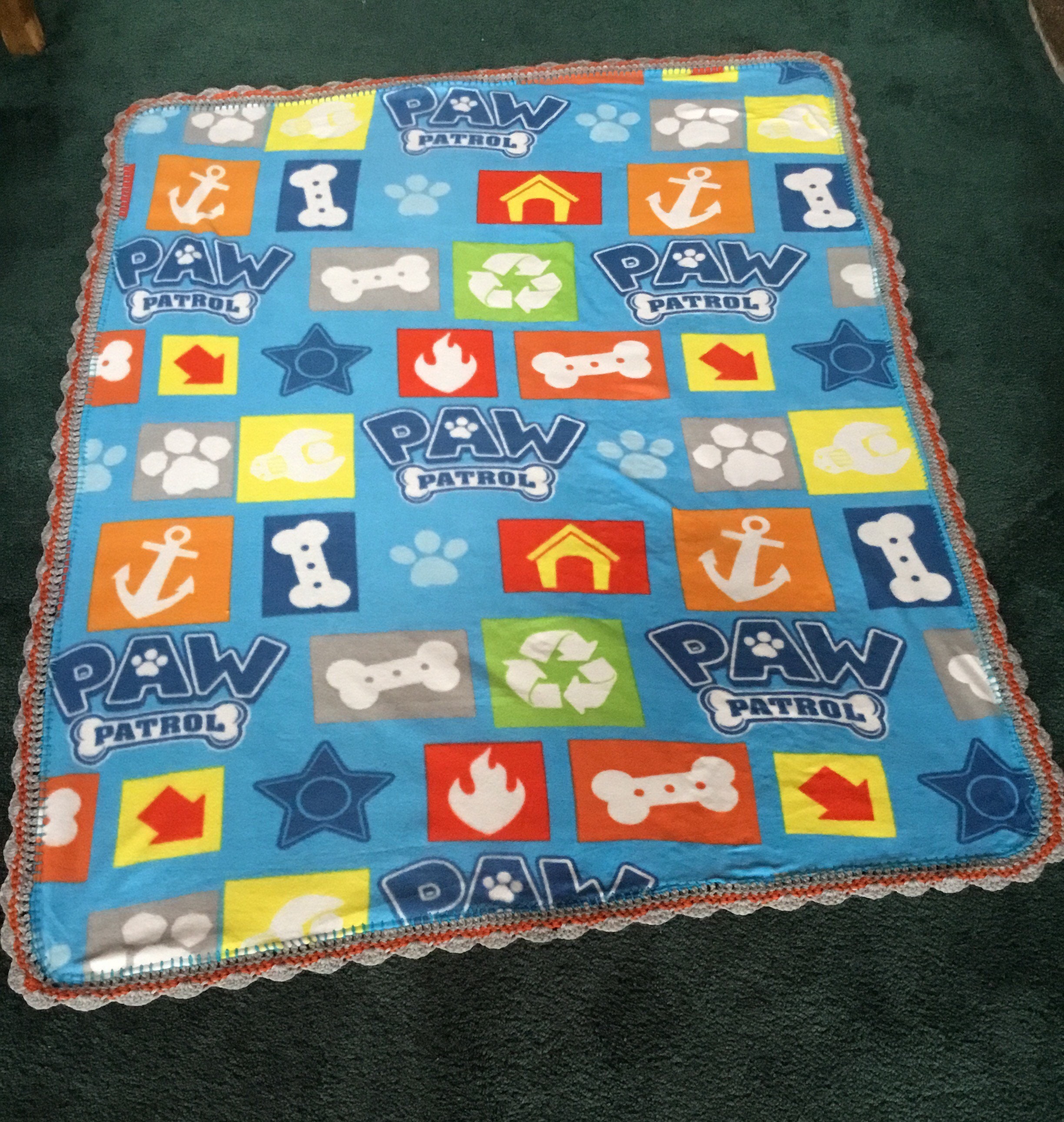 Fleece Blanket With Crochet Border/paw Patrol Blanket Etsy